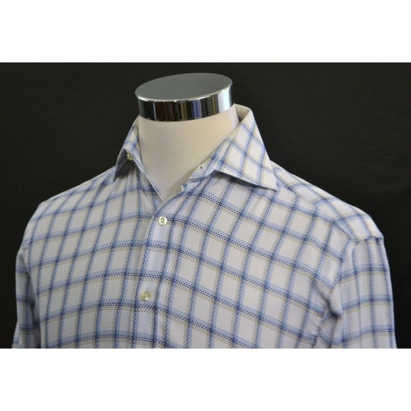 DAVID SADDLER‎ Men's Long Sleeve Spread Collar Dress Shirt SIZE MEDIUM - Picture 5 of 7